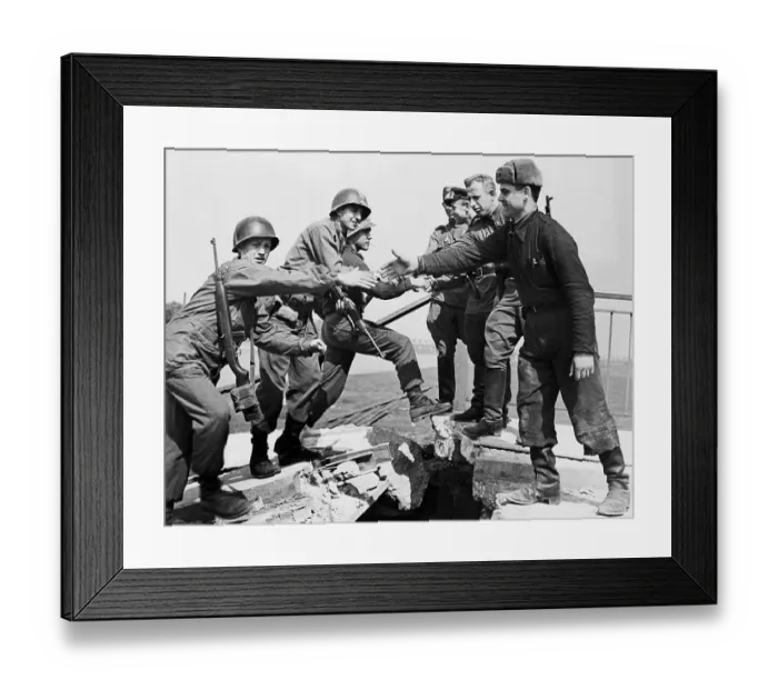Framed Print : American and Russian Troops Meeting at Elbe River Framed Print : American and Russian Troops Meeting at Elbe River