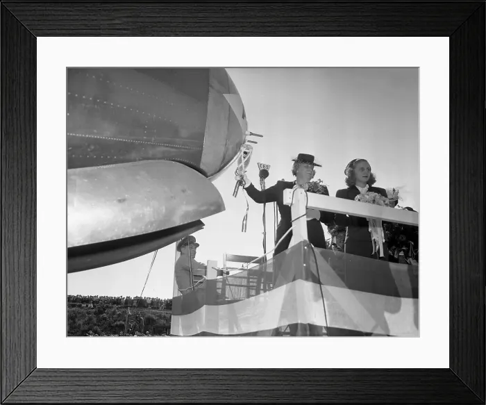 Framed Print : Bess Truman and Daughter Margaret Christening Aircraft Framed Print : Bess Truman and Daughter Margaret Christening Aircraft