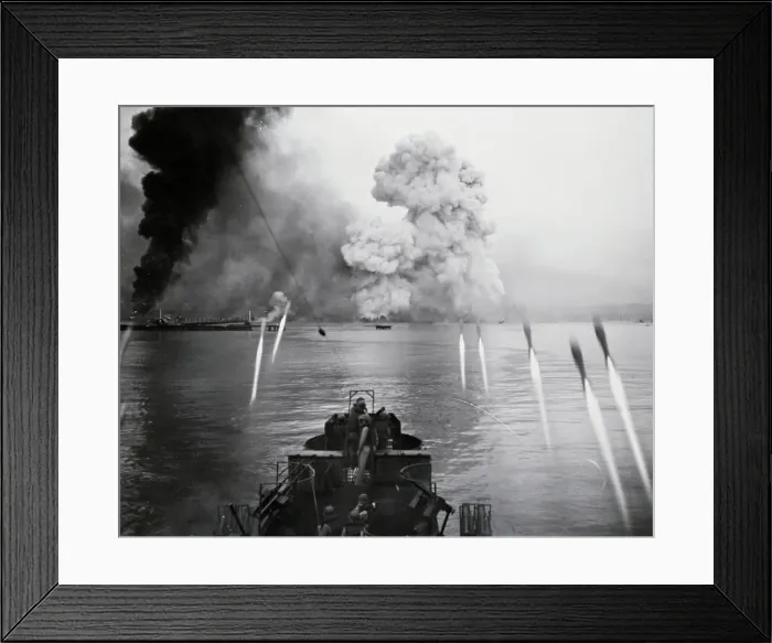 Framed Print : Allied Landing Craft Launches Rockets