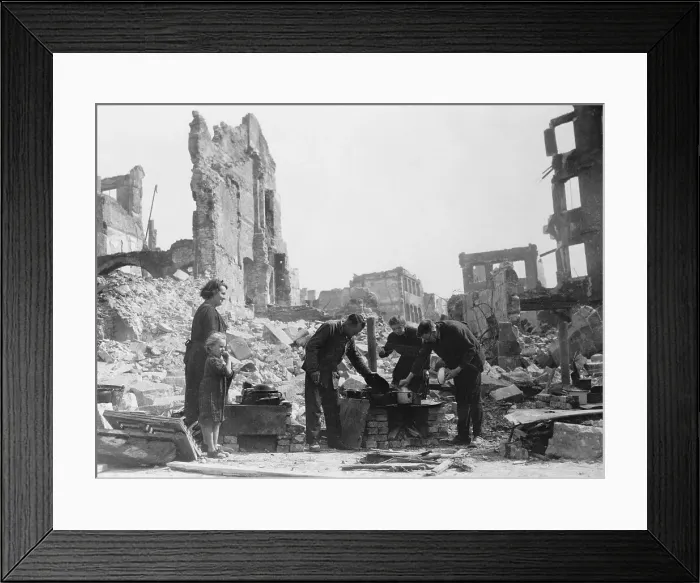 Framed Print : German Civilians Cook Among the Ruins of Nuremberg Framed Print : German Civilians Cook Among the Ruins of Nuremberg