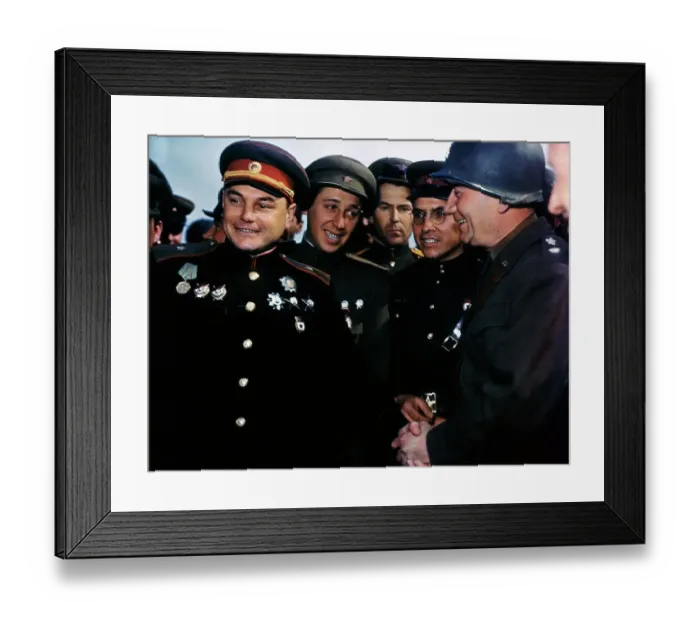 Framed Print : American and Russian Military Officers Meeting in Germany Framed Print : American and Russian Military Officers Meeting in Germany