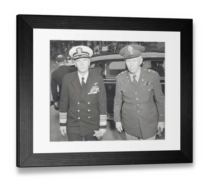 Framed Print : Ernest King and George Marshall Arriving for Meeting Framed Print : Ernest King and George Marshall Arriving for Meeting