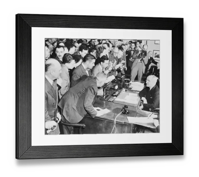 Framed Print : Harry Truman Addressing Press Framed Print : Harry Truman Addressing Press