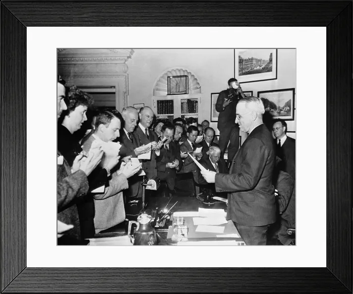 Framed Print : Harry Truman Addressing Press Framed Print : Harry Truman Addressing Press