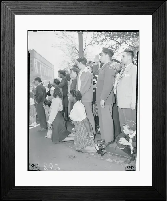 Framed Print : Citizens Kneeling and Saluting Framed Print : Citizens Kneeling and Saluting