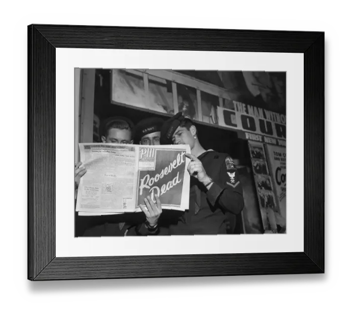 Framed Print : Sailors Reading About Death of FDR Framed Print : Sailors Reading About Death of FDR