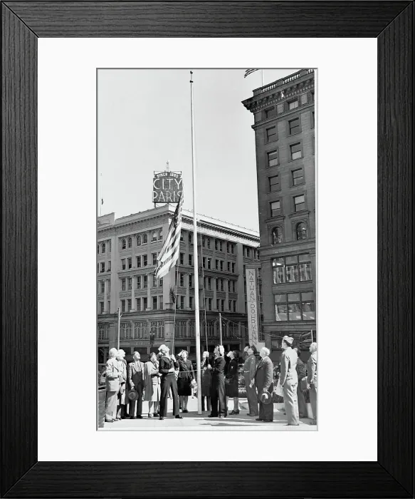 Framed Print : Lowering the Flag for President Roosevelt Framed Print : Lowering the Flag for President Roosevelt