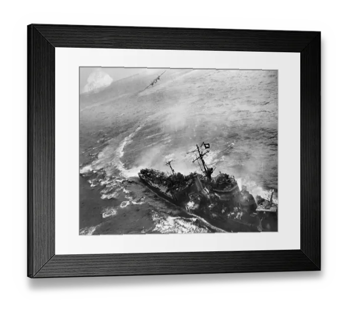 Framed Print : Bombed Japanese Frigate at Sea Framed Print : Bombed Japanese Frigate at Sea