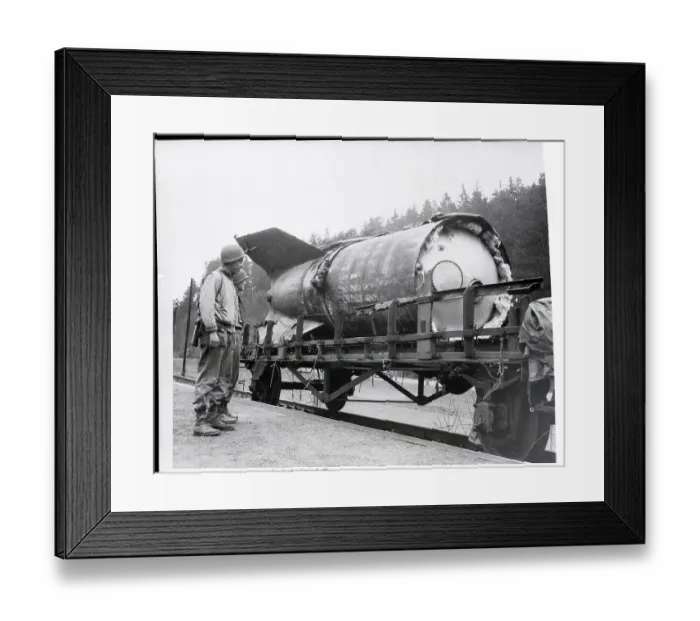 Framed Print : Soldiers Survey Captured Rocket Framed Print : Soldiers Survey Captured Rocket