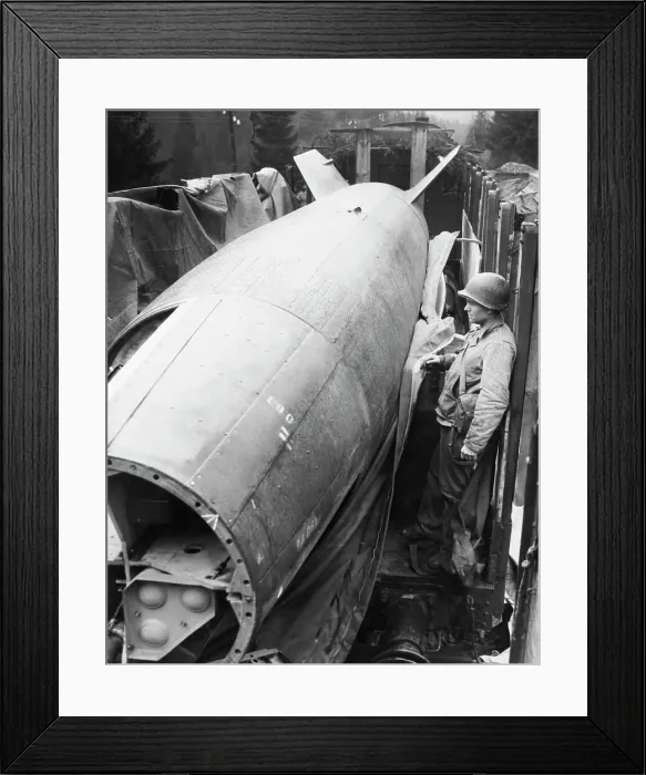 Framed Print : Soldier Looking At German V-2 Rocket Framed Print : Soldier Looking At German V-2 Rocket