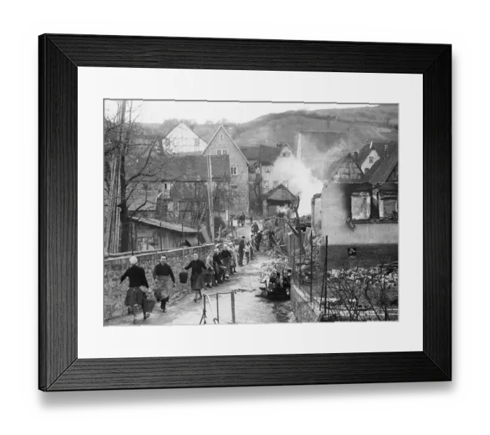 Framed Print : German Civilians Form Bucket Brigade Framed Print : German Civilians Form Bucket Brigade