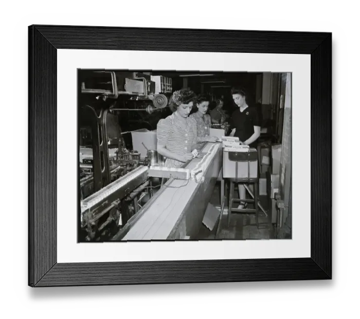 Framed Print : Women Packaging Cigarettes In Factory Framed Print : Women Packaging Cigarettes In Factory