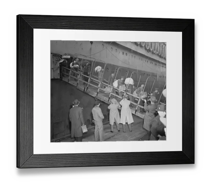 Framed Print : Soldiers Arriving on Dock After War's End Framed Print : Soldiers Arriving on Dock After War's End