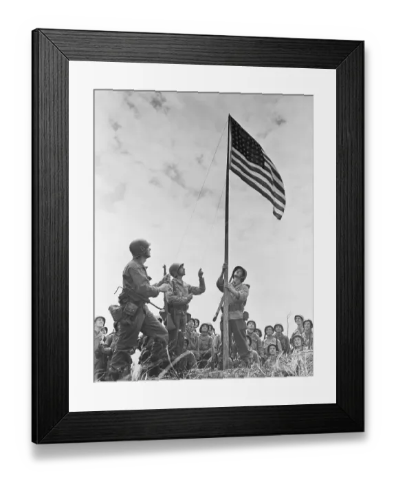 Framed Print : Soldiers Raising Flag Framed Print : Soldiers Raising Flag