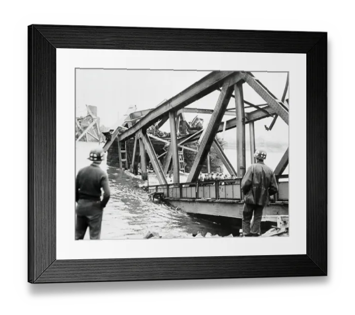 Framed Print : American Troops at Destroyed Remargen Bridge Site Framed Print : American Troops at Destroyed Remargen Bridge Site