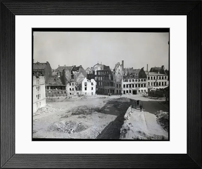 Framed Print : Civilians Walk Thru Ruins Of City Framed Print : Civilians Walk Thru Ruins Of City