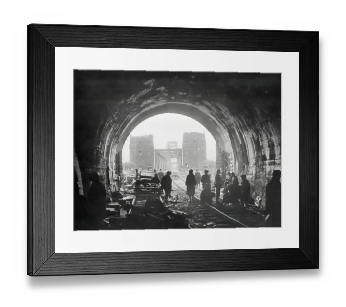Framed Print : American Troops Crossing Remagen Bridge Framed Print : American Troops Crossing Remagen Bridge