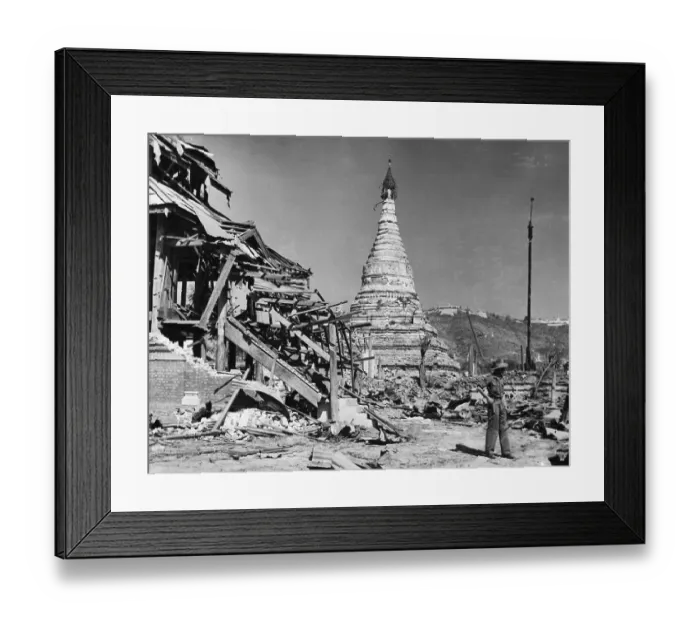 Framed Print : British Soldier Inspects Bomb Damage Framed Print : British Soldier Inspects Bomb Damage