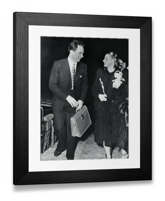 Framed Print : Ingrid Bergman and Peter Lindstrom Leaving Theater Framed Print : Ingrid Bergman and Peter Lindstrom Leaving Theater