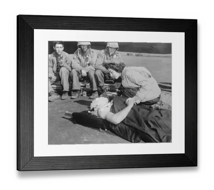 Framed Print : Nurse Caring for Wounded Marine at Iwo Jima Framed Print : Nurse Caring for Wounded Marine at Iwo Jima