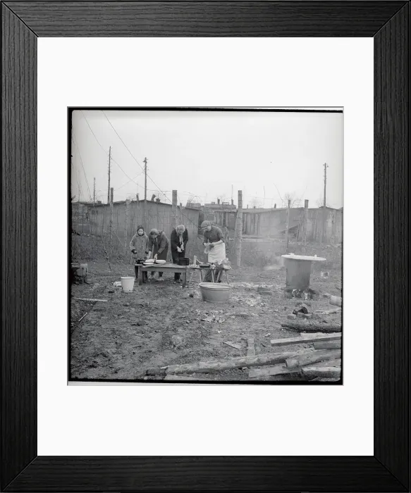 Framed Print : Refugees Cooking Dinner Framed Print : Refugees Cooking Dinner