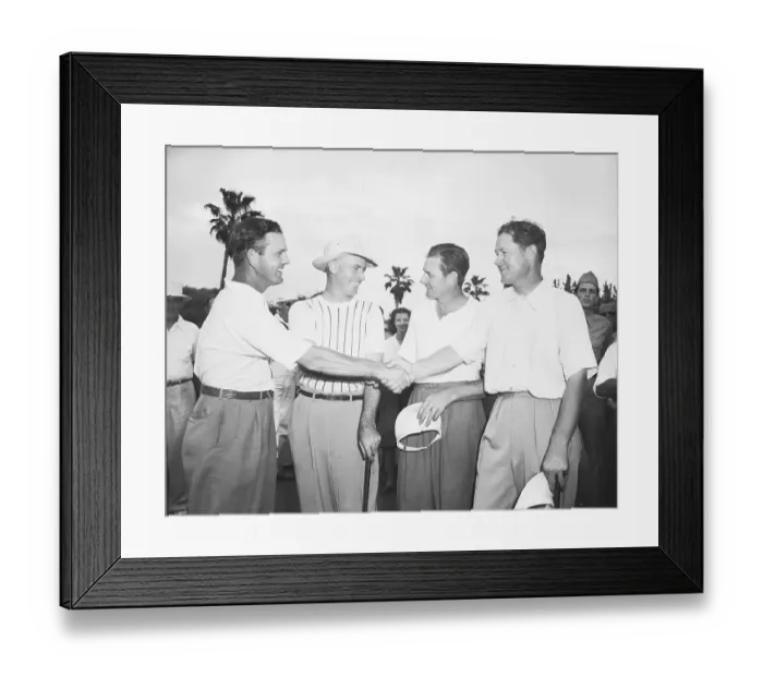 Framed Print : Byron Nelson Shaking Hands with Golfers Framed Print : Byron Nelson Shaking Hands with Golfers