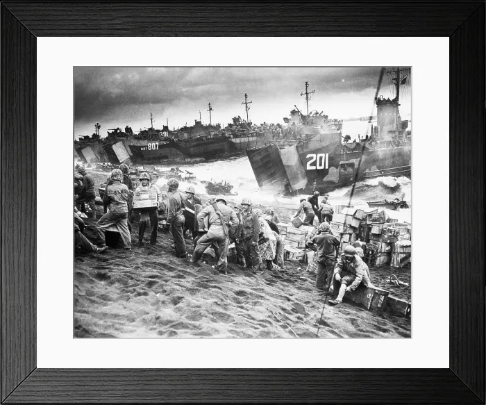 Framed Print : Marines Carrying Supplies onto Shore Framed Print : Marines Carrying Supplies onto Shore