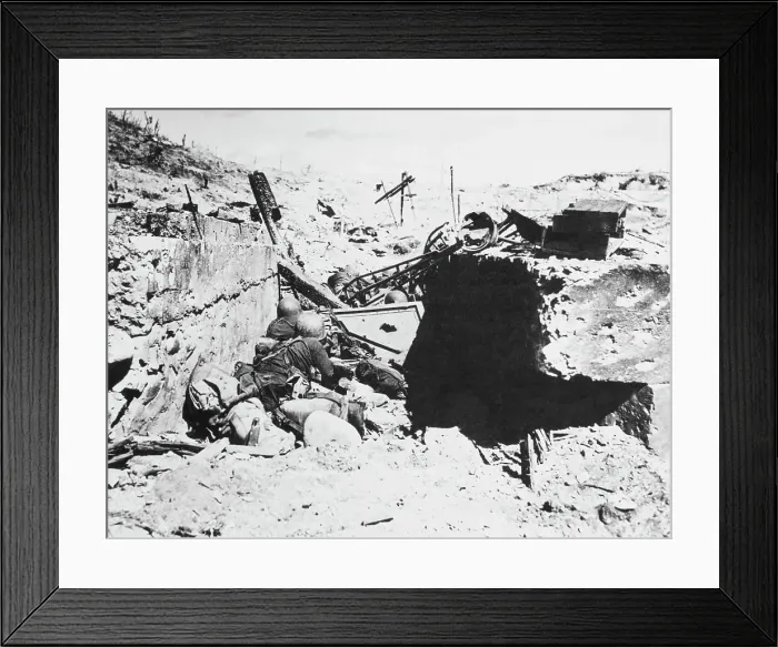Framed Print : Soldiers Lying in Rubble for Protection Framed Print : Soldiers Lying in Rubble for Protection