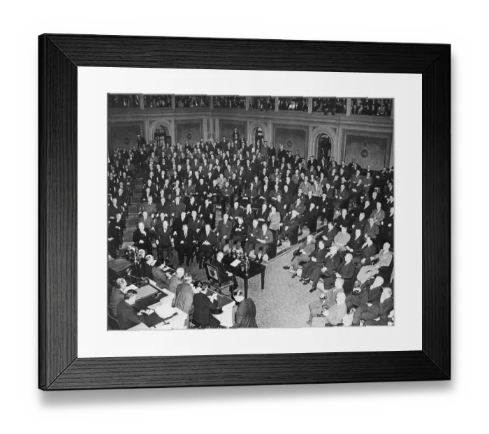 Framed Print : FDR Speaks to a joint session of the House and the Senate Framed Print : FDR Speaks to a joint session of the House and the Senate