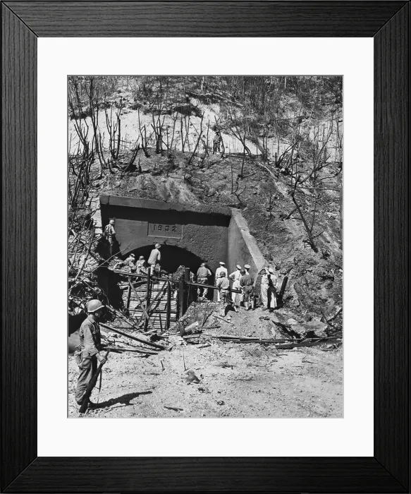 Framed Print : General MacArthur and Officers Observing Bombed region
