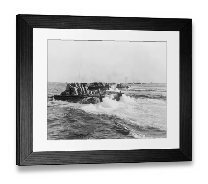 Framed Print : Amphibious Tractors Landing at Iwo Jima Framed Print : Amphibious Tractors Landing at Iwo Jima