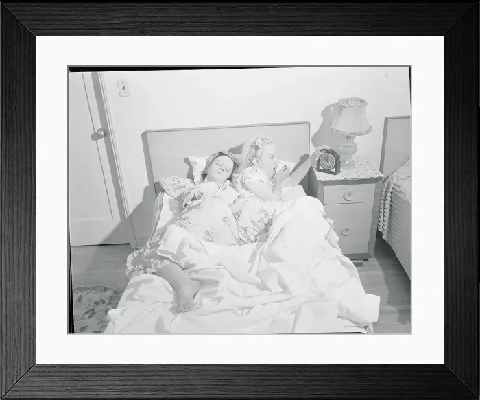 Framed Print : Daisy Hilton Turning Off Alarm Clock Framed Print : Daisy Hilton Turning Off Alarm Clock