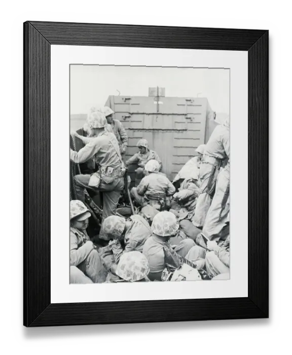 Framed Print : Marines Ready To Land From Landing Craft Framed Print : Marines Ready To Land From Landing Craft