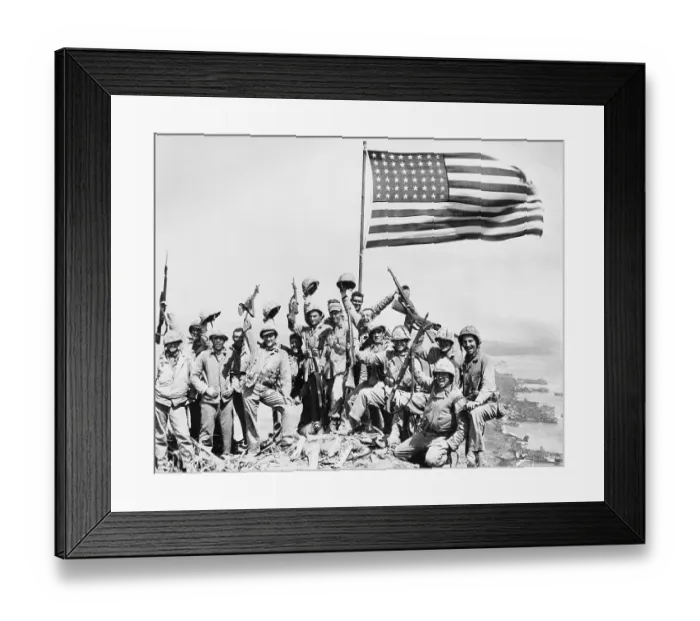 Framed Print : Marines with American Flag on Iwo Jima Framed Print : Marines with American Flag on Iwo Jima