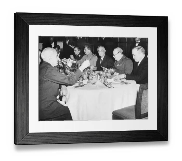 Framed Print : Marshal Josef Stalin, President Roosevelt, and Prime Minister Winston Churchill dining at Livadia Palace Framed Print : Marshal Josef Stalin, President Roosevelt, and Prime Minister Winston Churchill dining at Livadia Palace