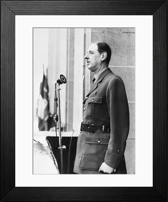 Framed Print : General De Gaulle Addressing Auberville Framed Print : General De Gaulle Addressing Auberville