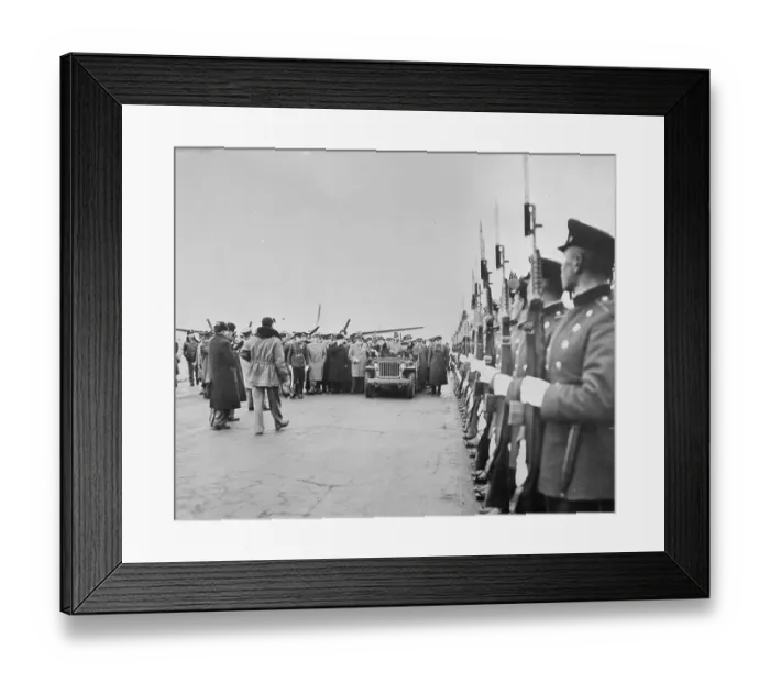 Framed Print : Roosevelt in Jeep Reviewing Troops Framed Print : Roosevelt in Jeep Reviewing Troops