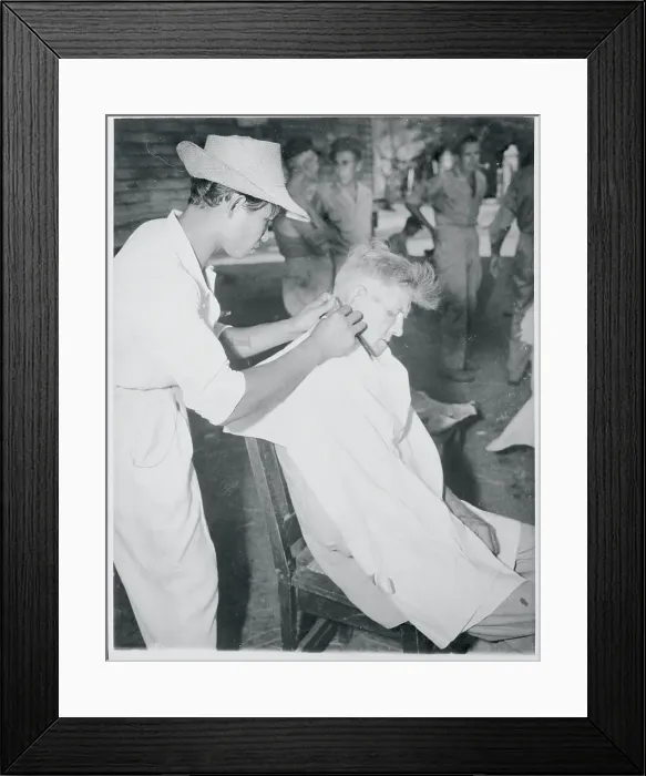 Framed Print : Barber Cutting Man's Hair Framed Print : Barber Cutting Man's Hair