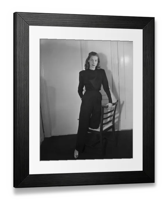 Framed Print : Lauren Bacall In Blouse & Pants / Full Len Framed Print : Lauren Bacall In Blouse & Pants / Full Len