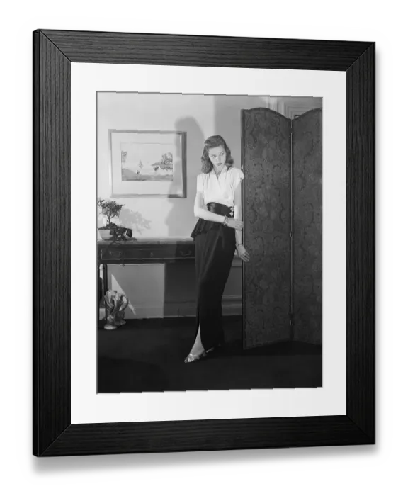 Framed Print : Young Lauren Bacall Models Evening Dress Framed Print : Young Lauren Bacall Models Evening Dress