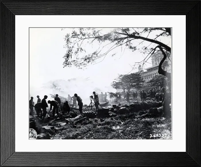 Framed Print : Four Howitzers Being Operated By Soldier Framed Print : Four Howitzers Being Operated By Soldier