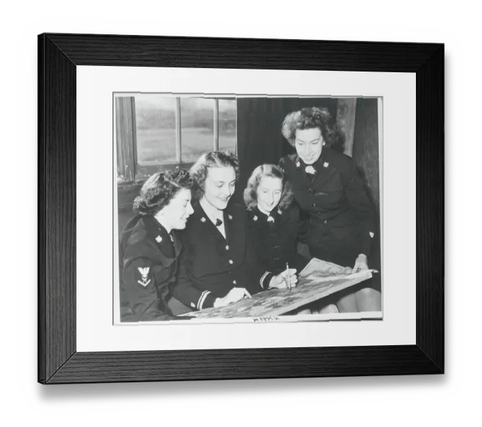 Framed Print : Female Officers Reviewing a Map Framed Print : Female Officers Reviewing a Map