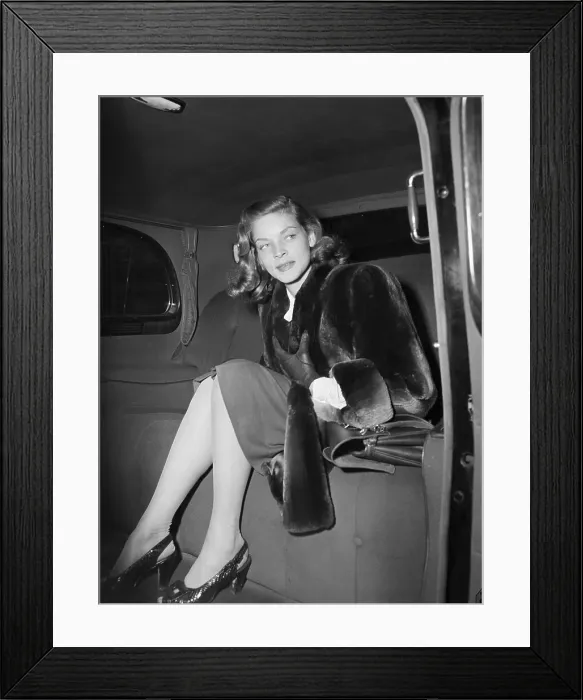Framed Print : Lauren Bacall Steps from Railroad Car Framed Print : Lauren Bacall Steps from Railroad Car