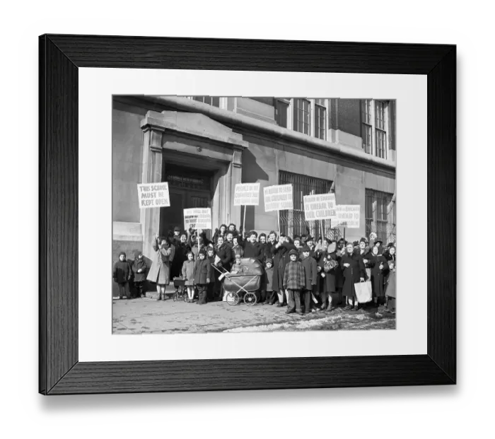 Framed Print : Parents and Students Protest at School Framed Print : Parents and Students Protest at School