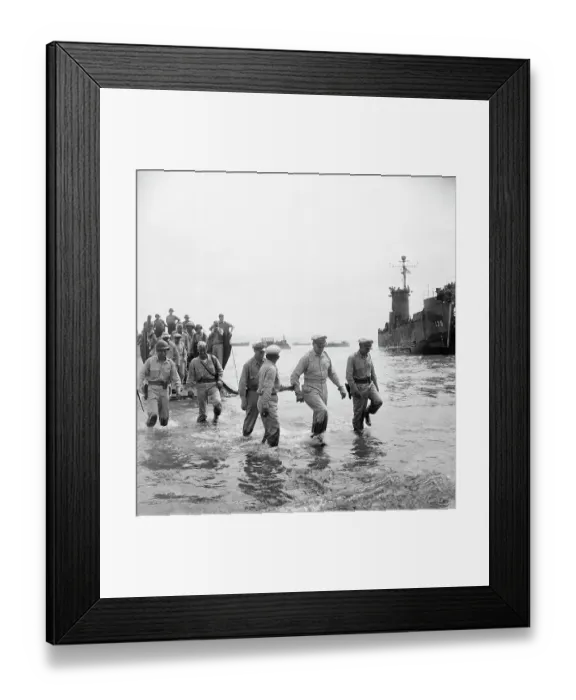 Framed Print : Soldiers Wading in Water on Shore of Luzon Framed Print : Soldiers Wading in Water on Shore of Luzon
