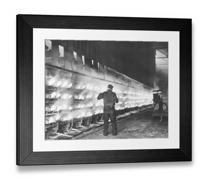 Framed Print : Workman Venting Condenser at Steel Plant Framed Print : Workman Venting Condenser at Steel Plant
