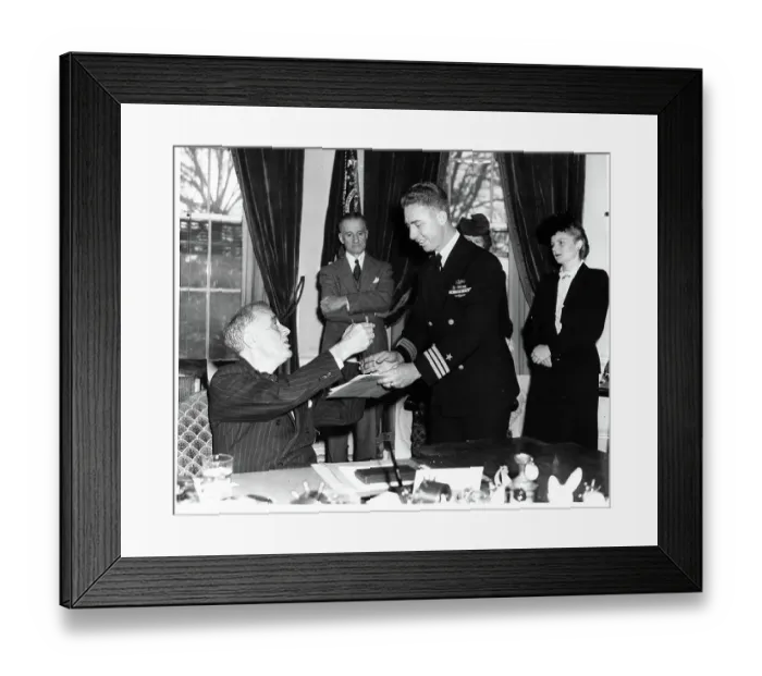 Framed Print : Commander Lawson P. Ramage Receiving Award From FDR Framed Print : Commander Lawson P. Ramage Receiving Award From FDR