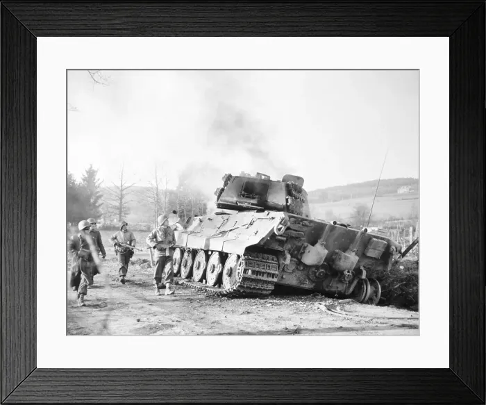Framed Print : Soldiers by Burning Tank Framed Print : Soldiers by Burning Tank