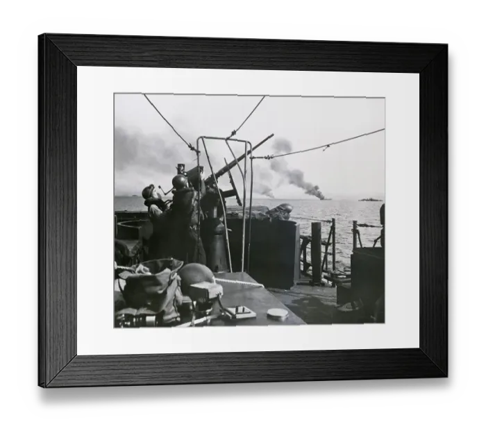 Framed Print : Gunners On Ship Firing 20Mm Gun Framed Print : Gunners On Ship Firing 20Mm Gun