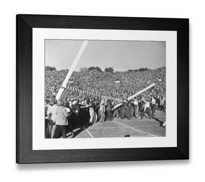 Framed Print : Spectators Tearing Down Goal Post Framed Print : Spectators Tearing Down Goal Post